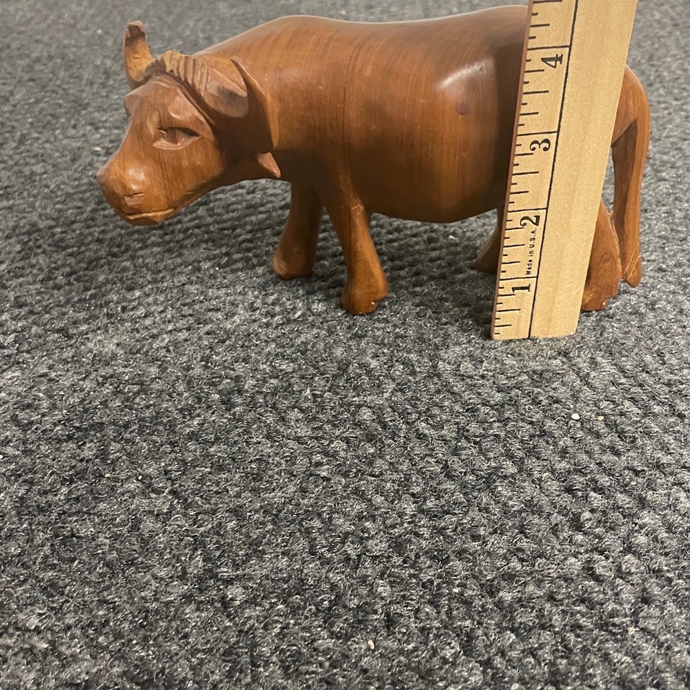 Lot of 3 Hand carved wooden animals safari elephant water buffalo rhino - Picture 7 of 7